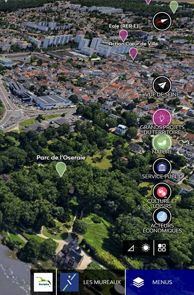 Maquette numérique 3D interactive avec menus ville Les Mureaux en Yvelines Ile-de-France